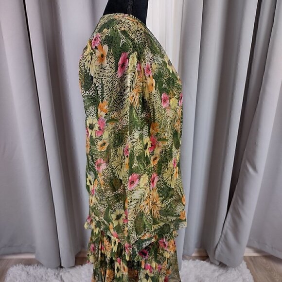 Jo Hanna York by Joan Davis Green Floral Print Skirt & Top 2Pc Set. Size 16 - Picture 4 of 15